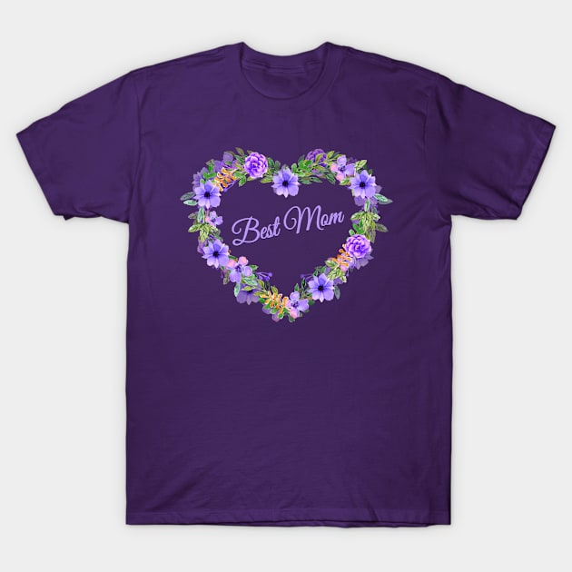 Best Mom Purple Flowers Heart T-Shirt by letnothingstopyou